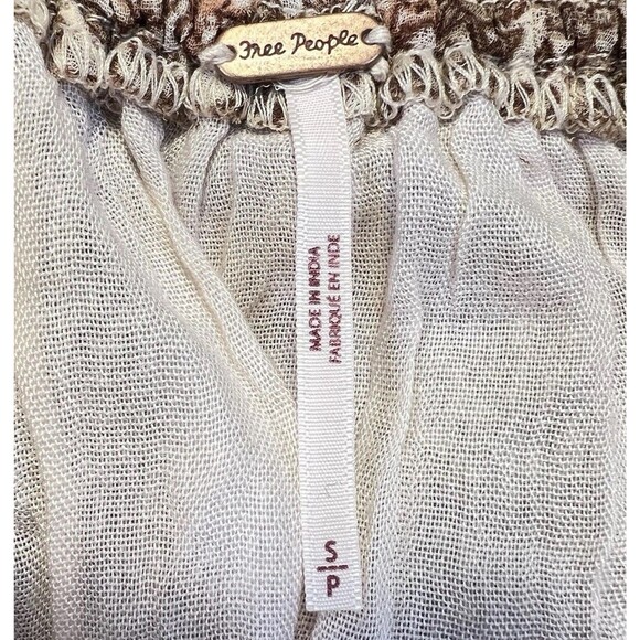 Free People Womens Beige Pennie Floral Ruffle Long Sleeve Mini Dress Size S - Picture 10 of 14